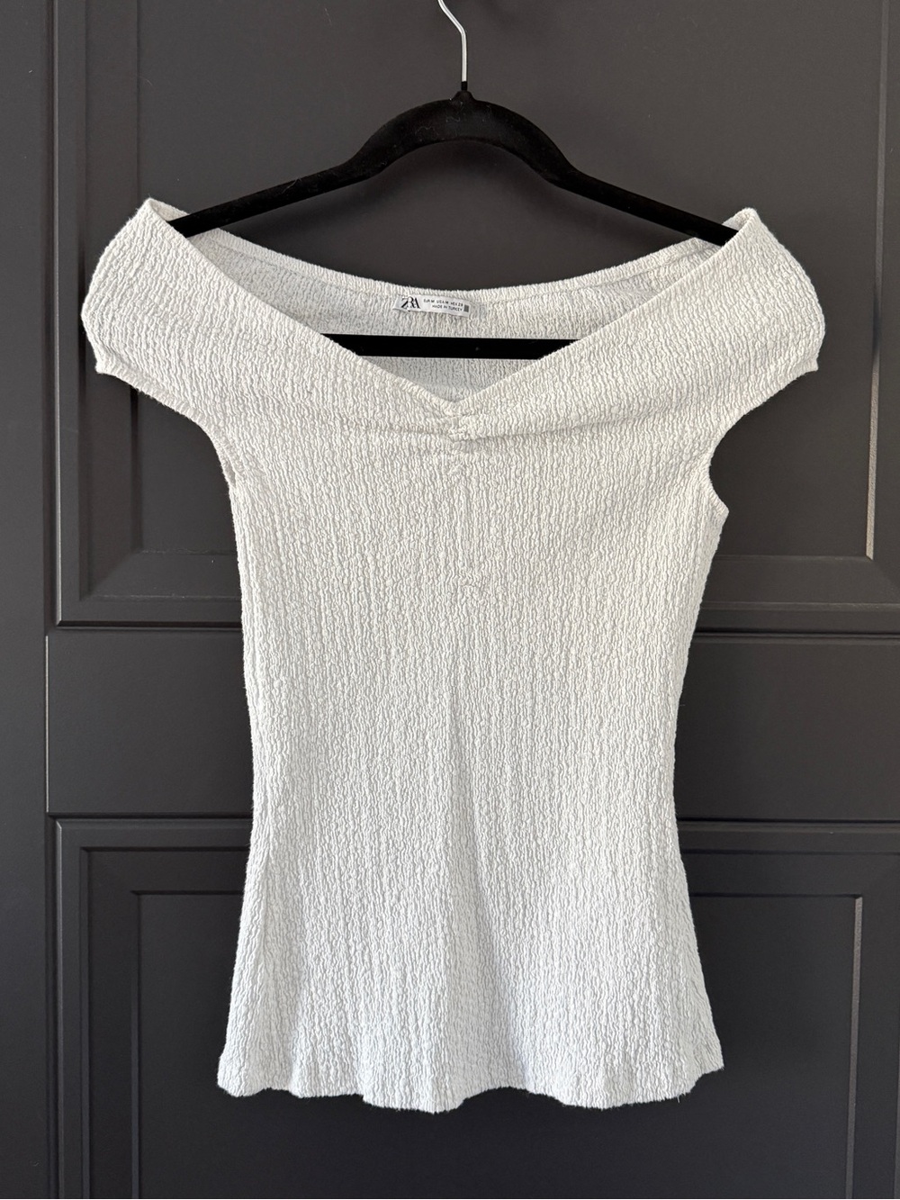 Zara white off the shoulder ruched top
